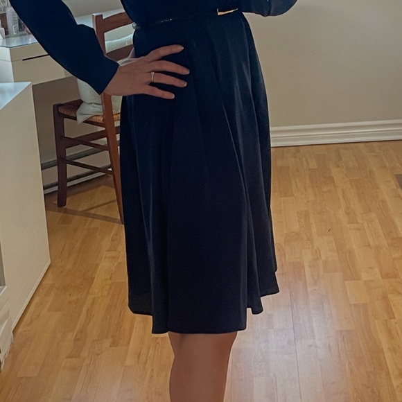 Lilysilk Long Sleeve Retro Graceful Navy Blue Silk Midi Dress - Picture 5 of 5